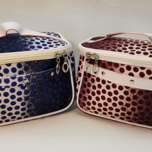 Lady's vanity bags. African polka dot vanity bag, code 3010 R32 blue , brown