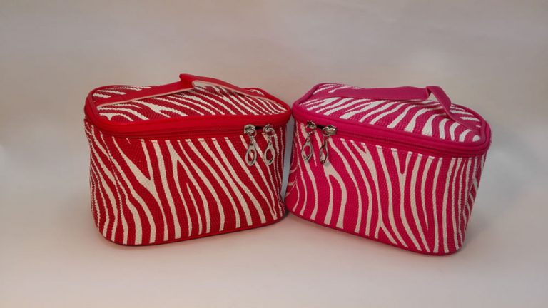 Lady's vanity bags. Zebra print vanity bag, code 3120. R32 pink, red