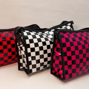 Lady's vanity bags. checks vanity bag, code 3030 R30 red, white, pink