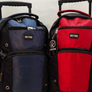 Multipurpose trolley bags. code 5088 R229. Retro 2 wheel trolley, navy blue, red