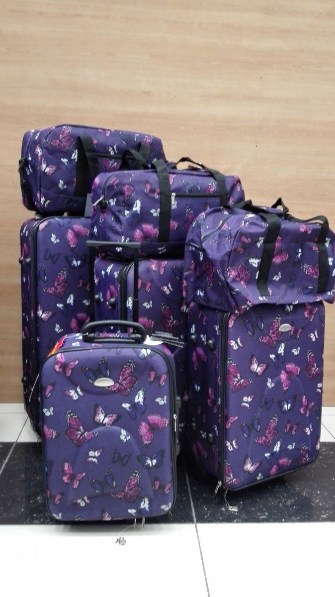 Travel lugage - Avion2 wheel 7piece travel luggage, code.9300. R1499.purple butterfly